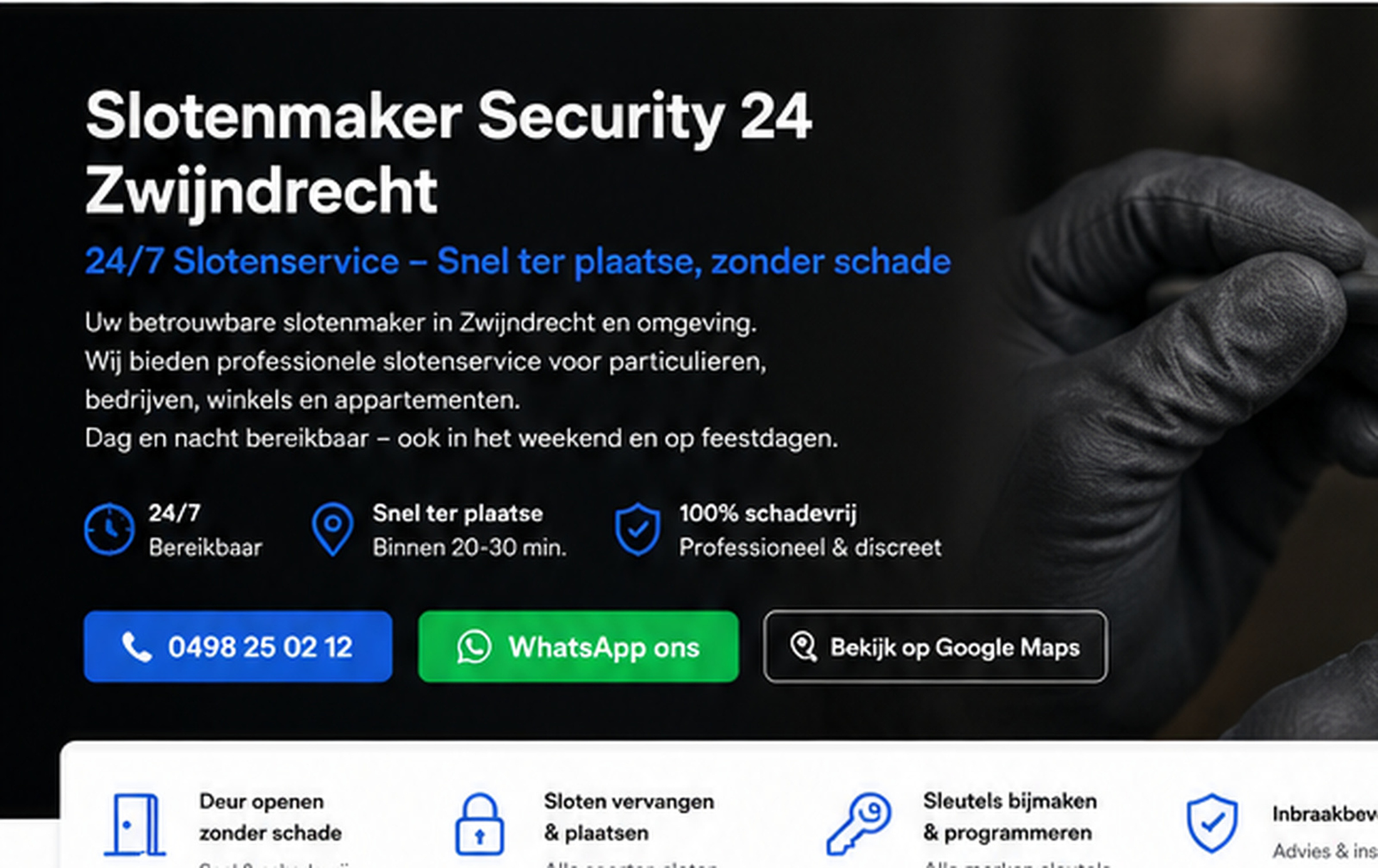 Slotenmaker Security 24 werkt aan een deurslot